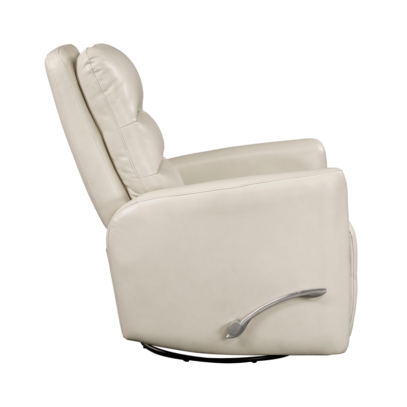 Lexicon Dimitri Faux Leather Swivel Glider Reclining Chair in Beige