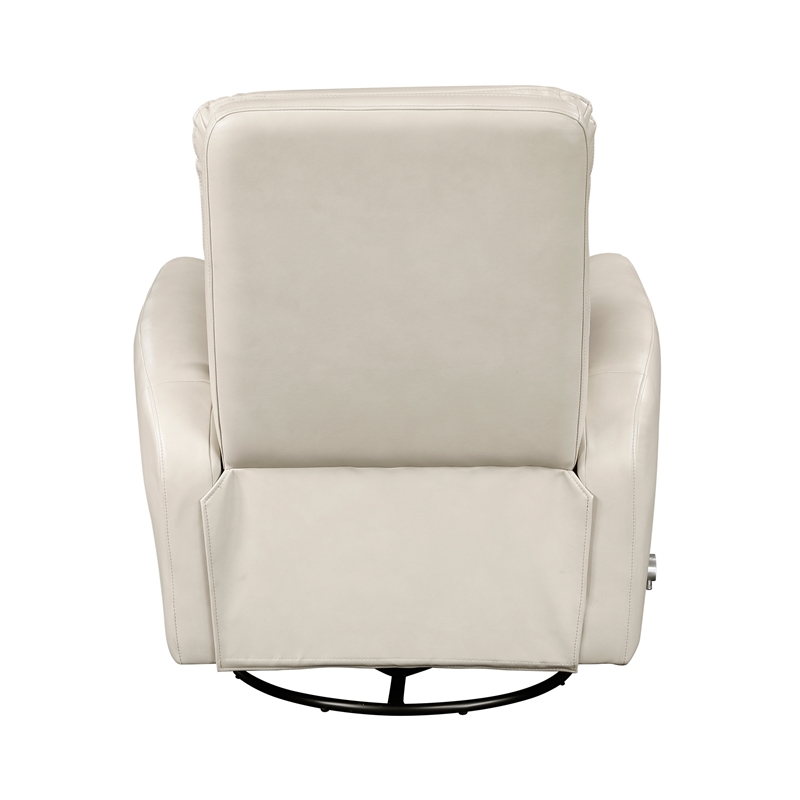 Lexicon Dimitri Faux Leather Swivel Glider Reclining Chair in Beige
