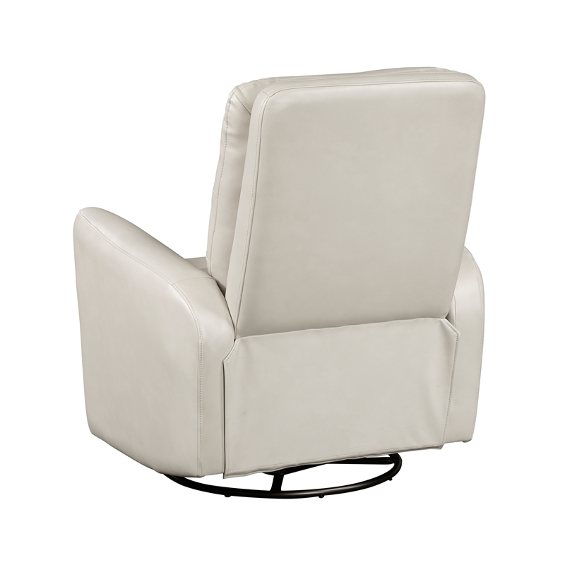 Lexicon Dimitri Faux Leather Swivel Glider Reclining Chair in Beige