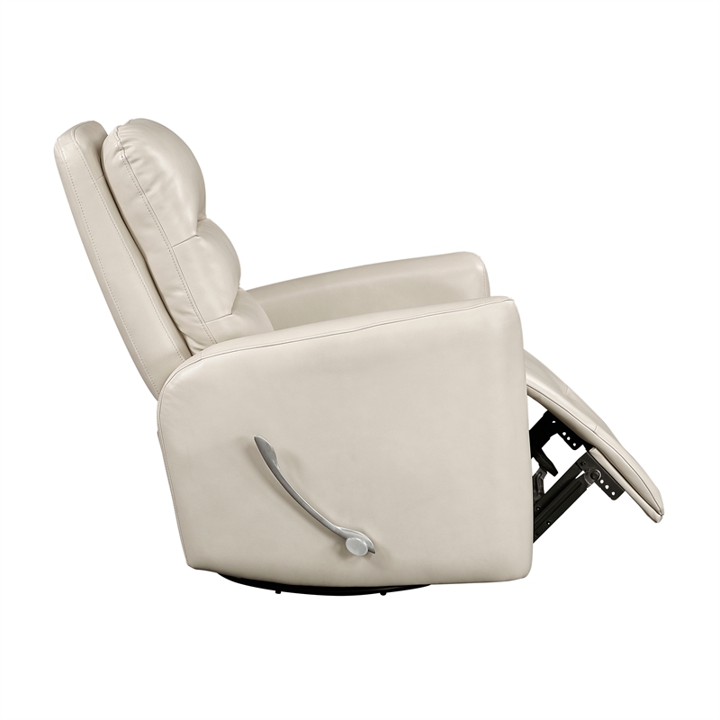 Lexicon Dimitri Faux Leather Swivel Glider Reclining Chair in Beige