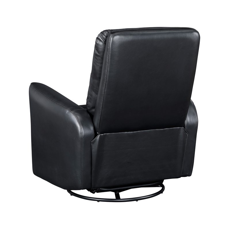 Lexicon Dimitri Faux Leather Swivel Glider Reclining Chair in Black