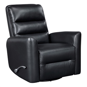 Lexicon Dimitri Faux Leather Swivel Glider Reclining Chair in Black