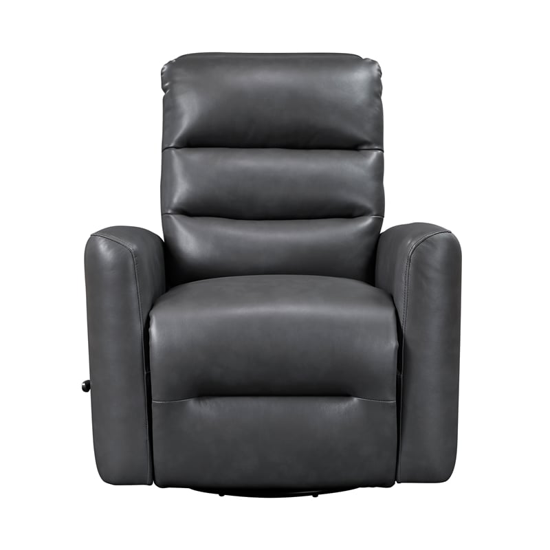 Lexicon Dimitri Faux Leather Swivel Glider Reclining Chair in Gray