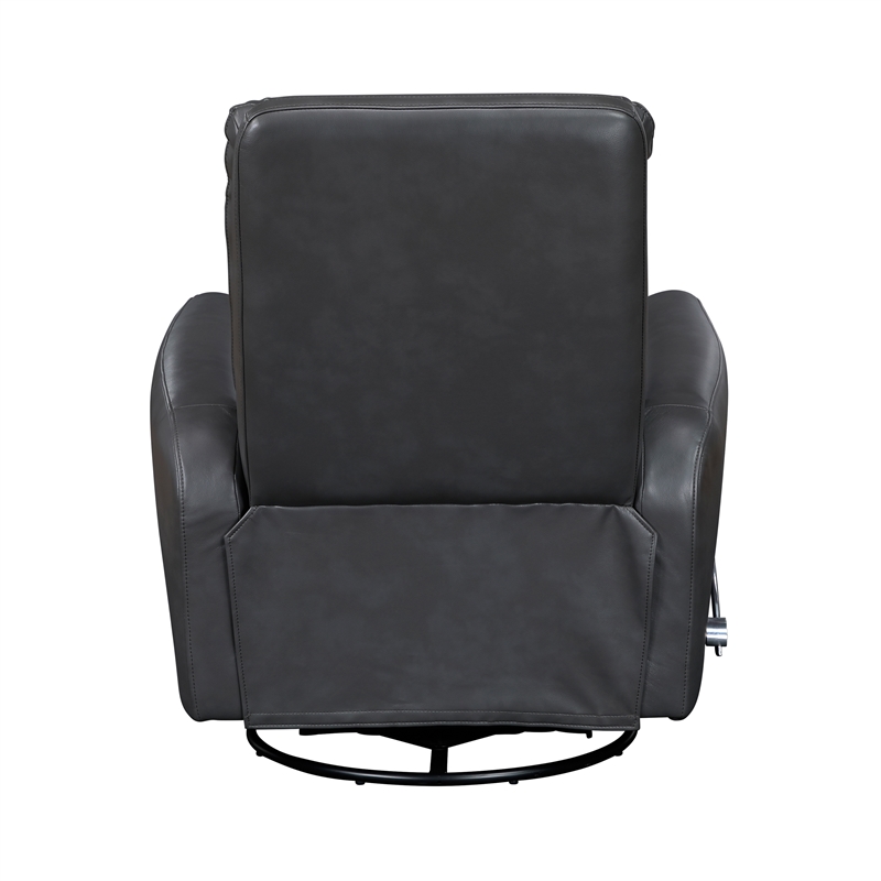 Lexicon Dimitri Faux Leather Swivel Glider Reclining Chair in Gray