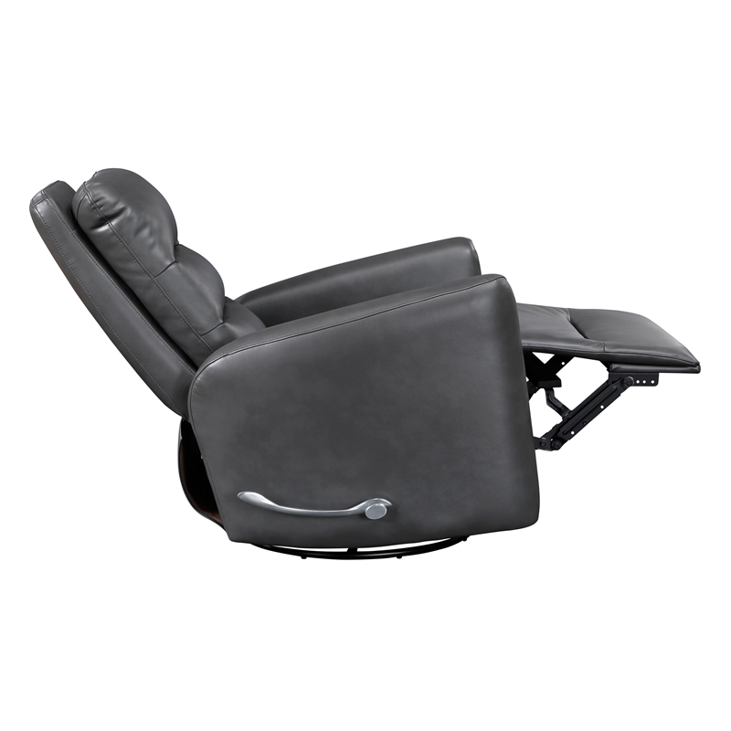 Lexicon Dimitri Faux Leather Swivel Glider Reclining Chair in Gray