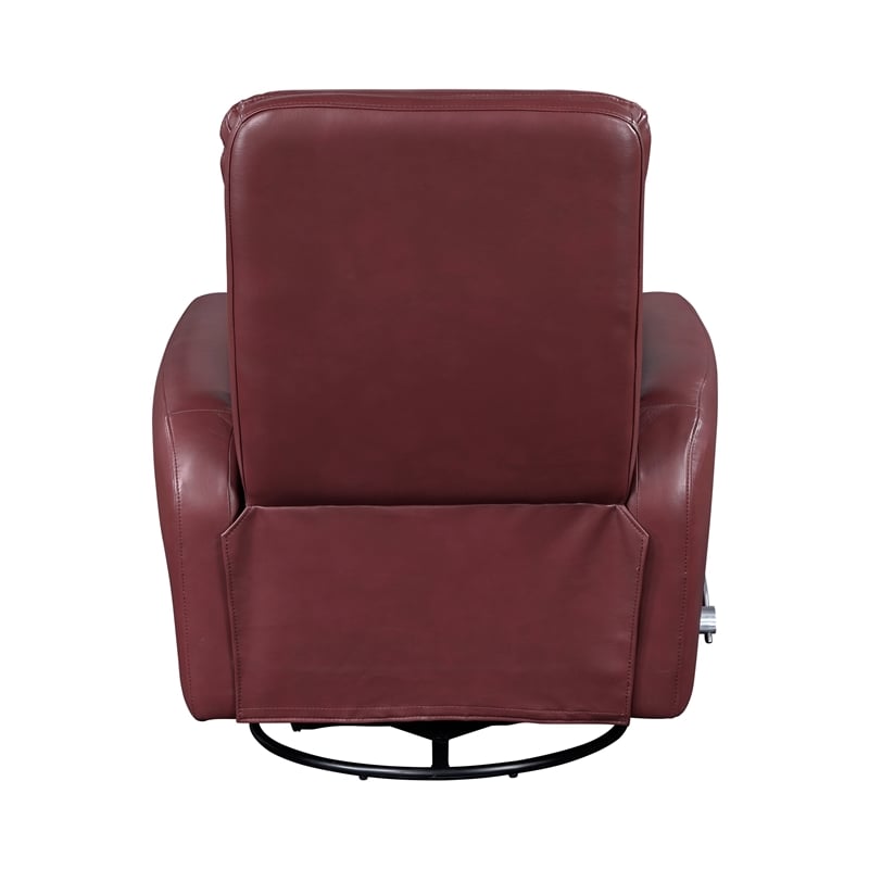 Lexicon Dimitri Faux Leather Swivel Glider Reclining Chair in Red