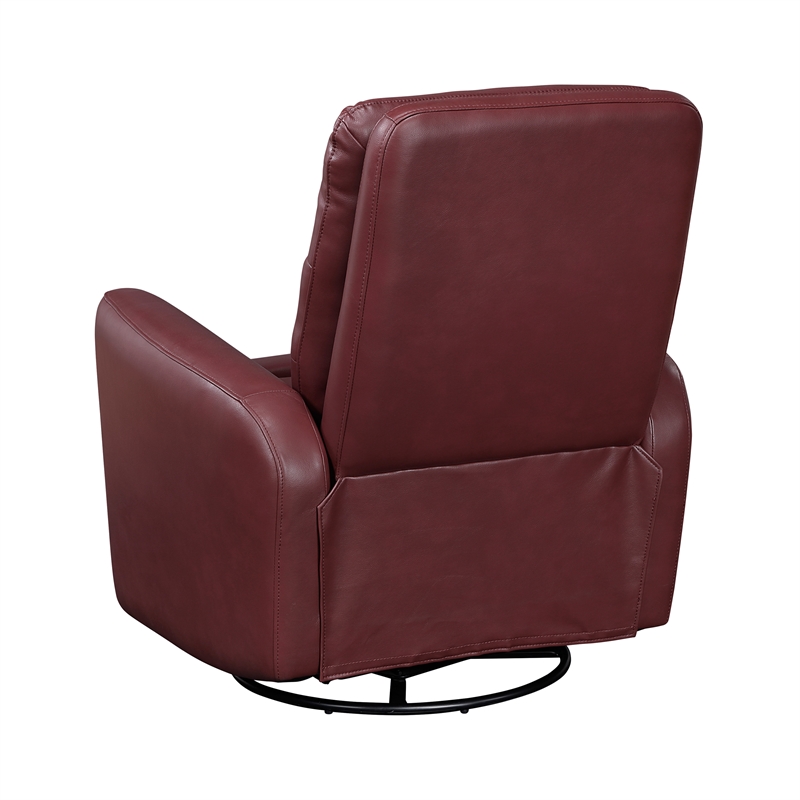 Lexicon Dimitri Faux Leather Swivel Glider Reclining Chair in Red