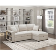 Lexicon Pompano Boucle Sectional with Right Chaise & Pull-out Bed in Beige