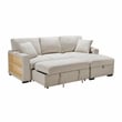 Lexicon Pompano Boucle Sectional with Right Chaise & Pull-out Bed in Beige