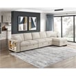 Lexicon Pompano Boucle Sectional with Right Chaise & Pull-out Bed in Beige