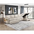 Lexicon Pompano Boucle Sectional with Right Chaise & Pull-out Bed in Beige