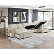 Lexicon Pompano Boucle Sectional with Right Chaise & Pull-out Bed in Beige
