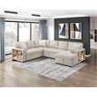 Lexicon Pompano Boucle Sectional with Right Chaise & Pull-out Bed in Beige