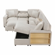 Lexicon Pompano Boucle Sectional with Right Chaise & Pull-out Bed in Beige