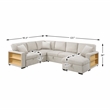 Lexicon Pompano Boucle Sectional with Right Chaise & Pull-out Bed in Beige