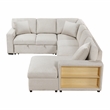 Lexicon Pompano Boucle Sectional with Right Chaise & Pull-out Bed in Beige