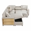 Lexicon Pompano Boucle Sectional with Left Chaise & Pull-out Bed in Beige
