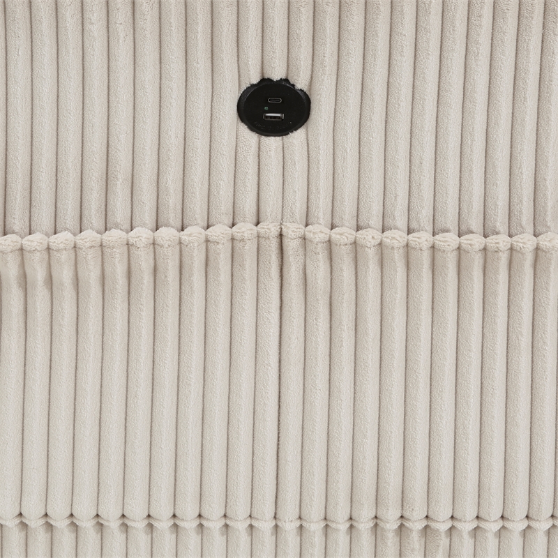 Lexicon Walterboro Corduroy Love Seat with Storage & Pouches in Beige