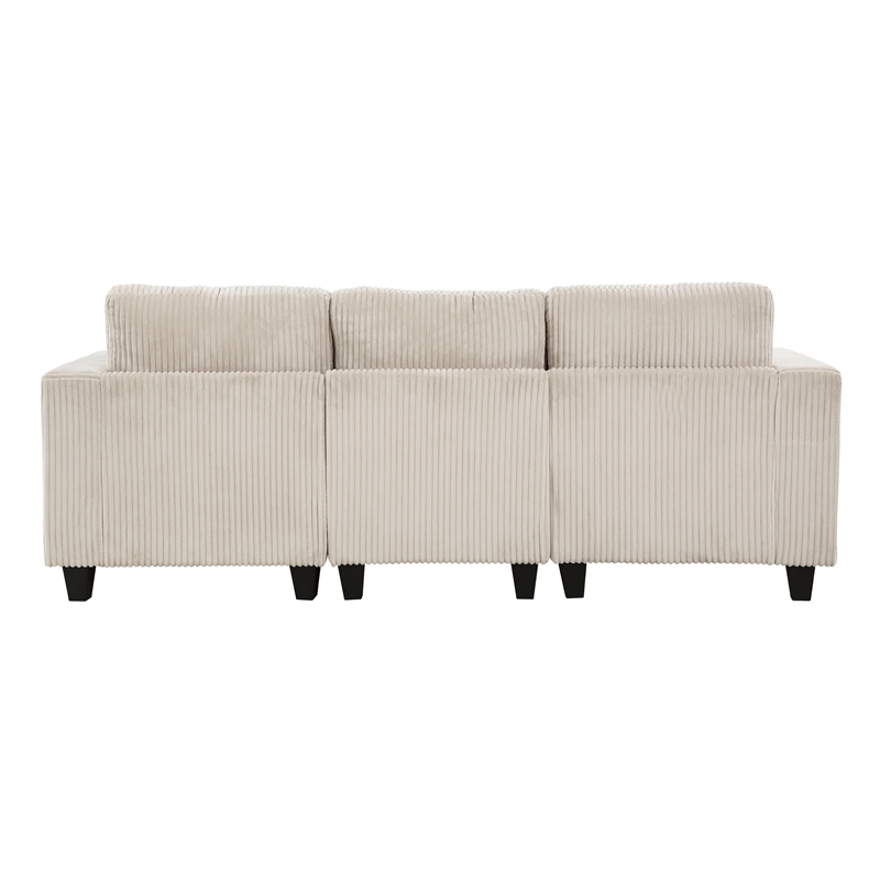 Lexicon Walterboro Corduroy Sofa with Storage & Pouches in Beige