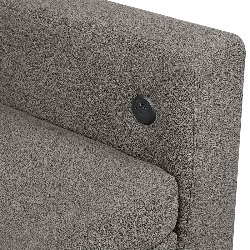 Lexicon Robinson Boucle Love Seat with Pull-out Bed & Shelves in Dark Brown