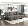 Lexicon Robinson Boucle Sectional with Two Chaises & Pull-out Bed in Dark Brown