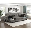Lexicon Robinson Boucle Sectional with Two Chaises & Pull-out Bed in Dark Brown