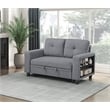 Lexicon Robinson Boucle Love Seat with Pull-out Bed & Shelves in Gray