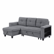 Lexicon Robinson Boucle Sectional with Reversible Chaise & Pull-out Bed in Gray