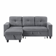 Lexicon Robinson Boucle Sectional with Reversible Chaise & Pull-out Bed in Gray