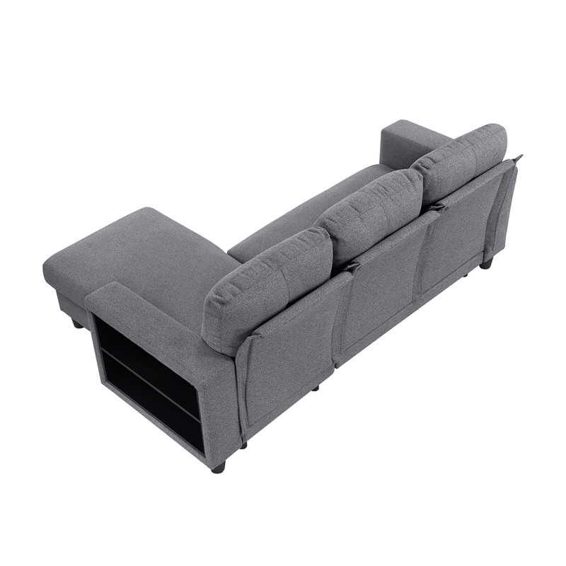 Lexicon Robinson Boucle Sectional with Reversible Chaise & Pull-out Bed in Gray