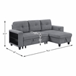 Lexicon Robinson Boucle Sectional with Reversible Chaise & Pull-out Bed in Gray