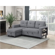 Lexicon Robinson Boucle Sectional with Reversible Chaise & Pull-out Bed in Gray
