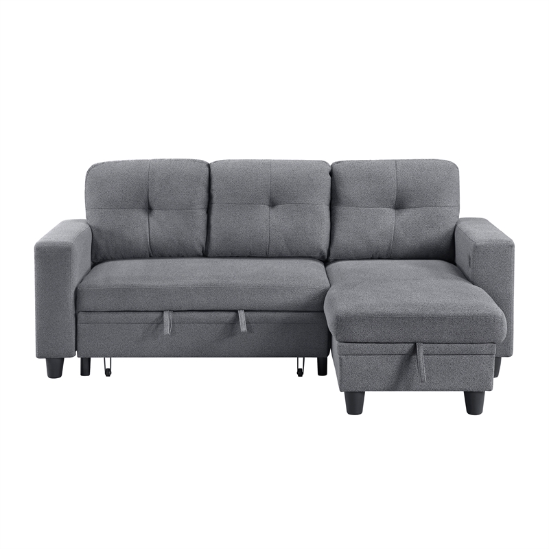 Lexicon Robinson Boucle Sectional with Reversible Chaise & Pull-out Bed in Gray