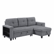 Lexicon Robinson Boucle Sectional with Reversible Chaise & Pull-out Bed in Gray