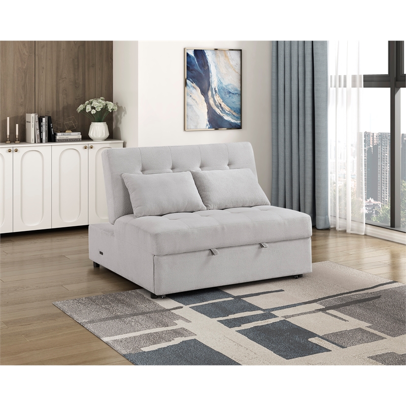 Lexicon Desmond Textured Convertible Armless 2-Seater with Pull-out Bed in Gray
