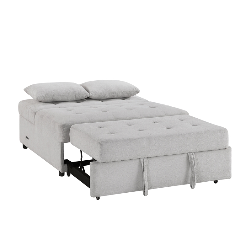 Lexicon Desmond Textured Convertible Armless 2-Seater with Pull-out Bed in Gray