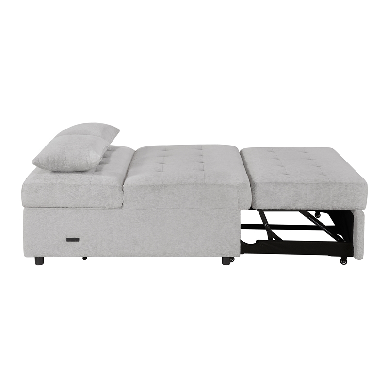 Lexicon Desmond Textured Convertible Armless 2-Seater with Pull-out Bed in Gray