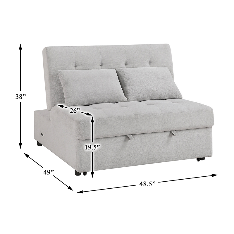 Lexicon Desmond Textured Convertible Armless 2-Seater with Pull-out Bed in Gray