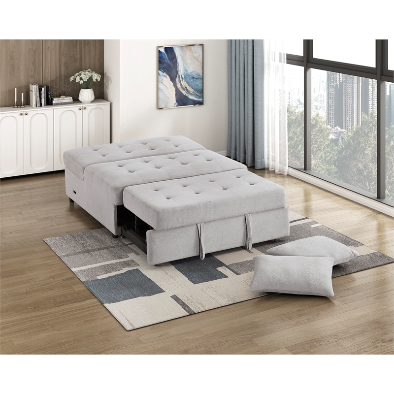 Lexicon Desmond Textured Convertible Armless 2-Seater with Pull-out Bed in Gray