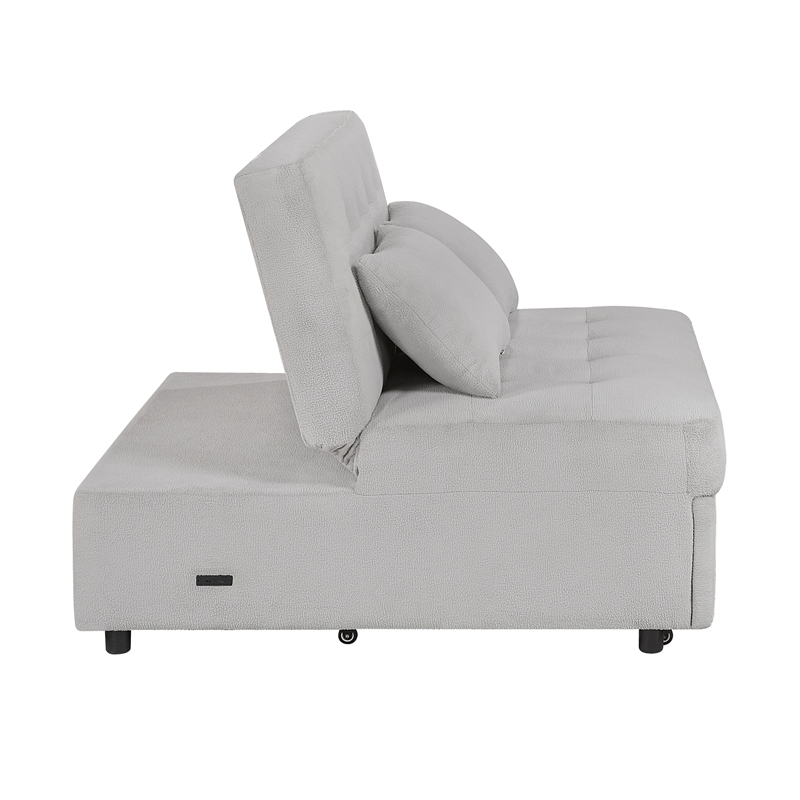 Lexicon Desmond Textured Convertible Armless 2-Seater with Pull-out Bed in Gray