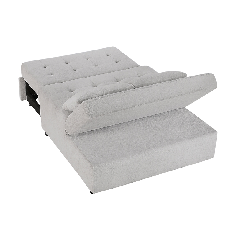 Lexicon Desmond Textured Convertible Armless 2-Seater with Pull-out Bed in Gray