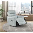 Lexicon Thomas Leather Swivel Glider Reclining Chair in Aqua