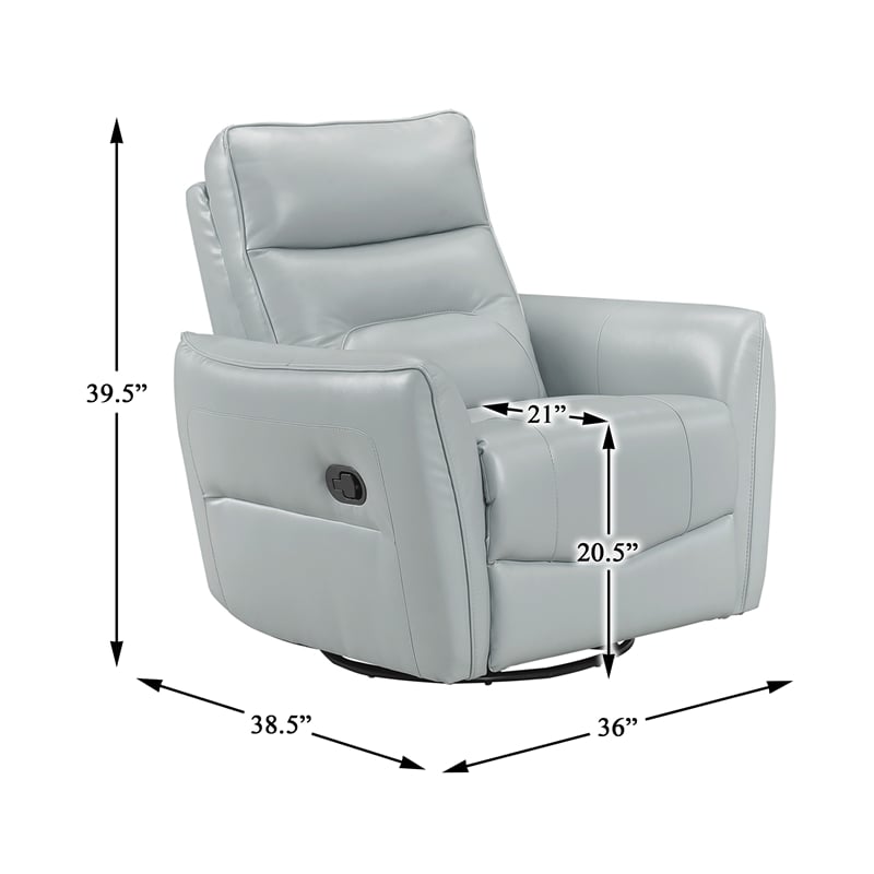 Lexicon Thomas Leather Swivel Glider Reclining Chair in Aqua