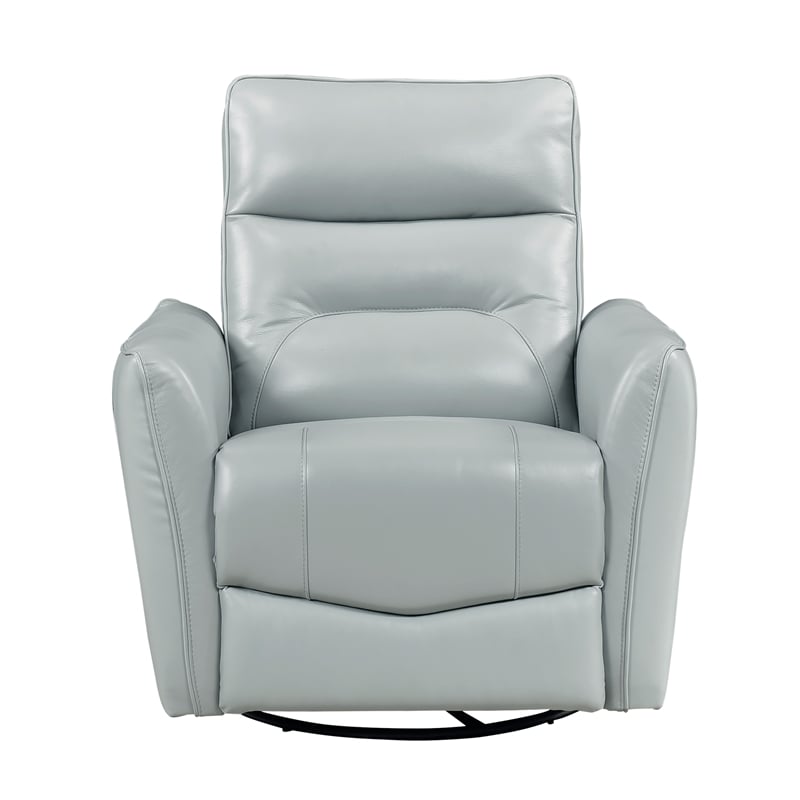 Lexicon Thomas Leather Swivel Glider Reclining Chair in Aqua