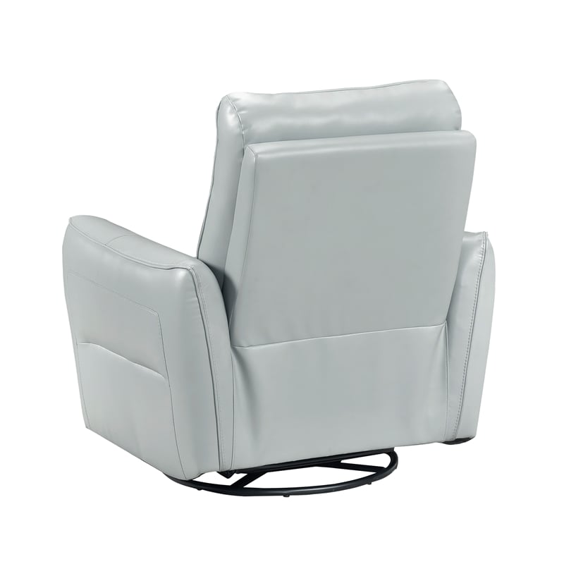Lexicon Thomas Leather Swivel Glider Reclining Chair in Aqua