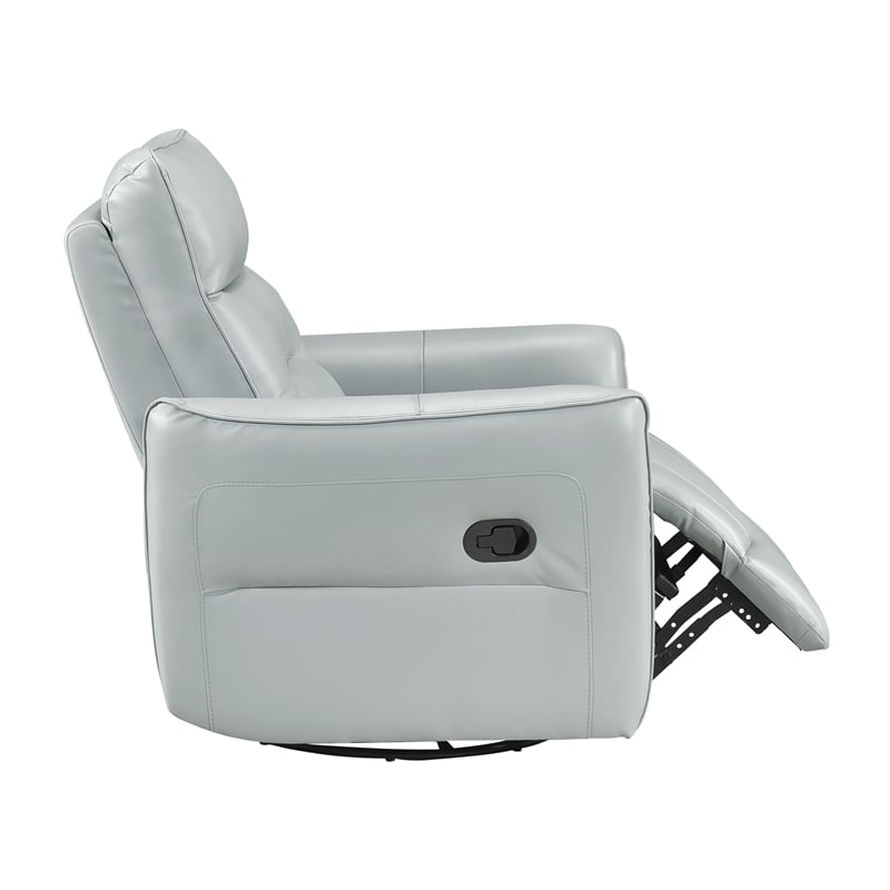 Lexicon Thomas Leather Swivel Glider Reclining Chair in Aqua