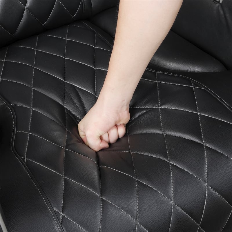 Lexicon Fairway Faux Leather Power Reclining Chair with Power Headrest in Black