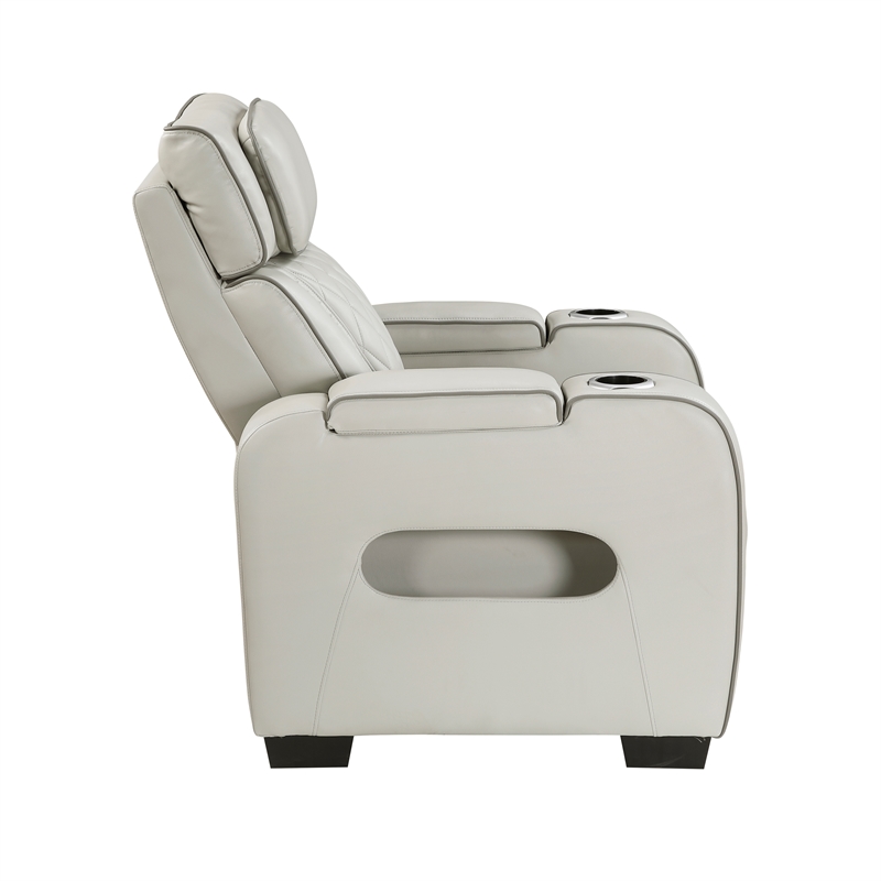 Lexicon Fairway Faux Leather Power Reclining Chair with Power Headrest in Taupe