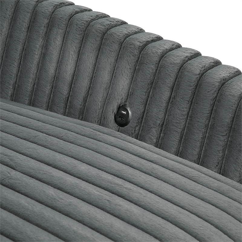 Lexicon Tomball Corduroy Fabric Oversized Chaise Lounge in Dark Gray
