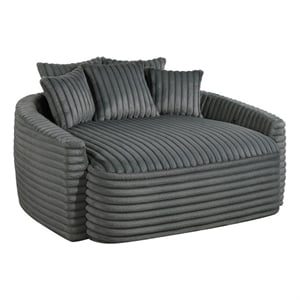 Lexicon Tomball Corduroy Fabric Oversized Chaise Lounge in Dark Gray